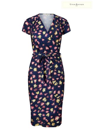 Uttam Boutique Leopard Print Slinky Jersey Wrap Dress